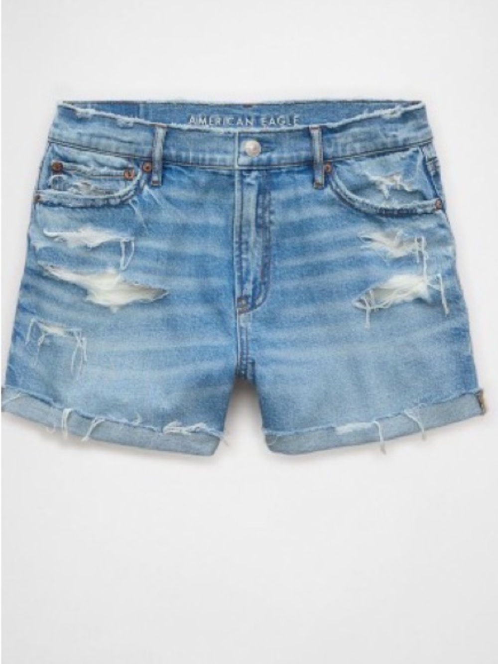 American Eagle Outfitters Light Blue Distressed Denim Shorts